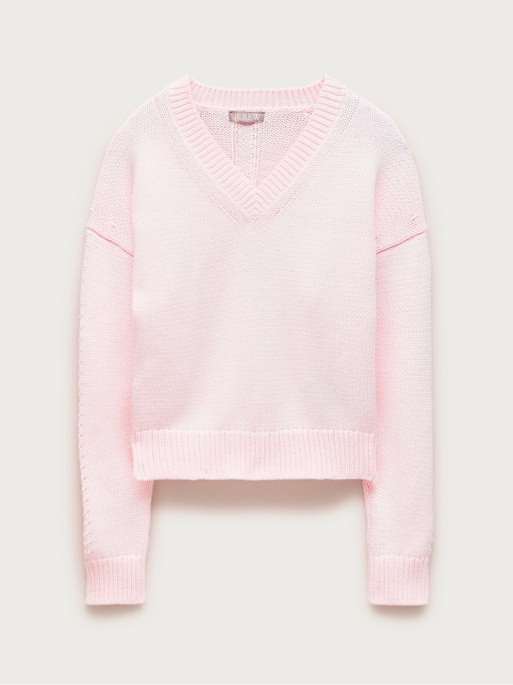 J.Crew Cotton-Blend V-Neck Pullover Sweater White Rose XXS Oversized Preppy Crop